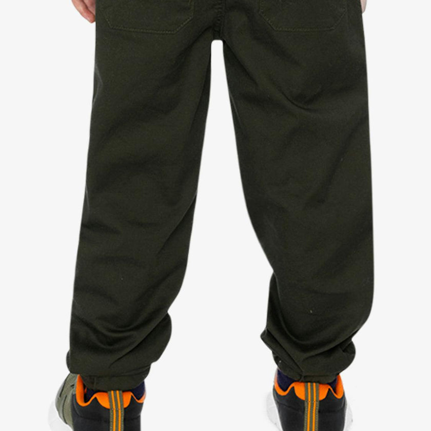 Stretch Canvas Jogger Pants Very Dark Green
