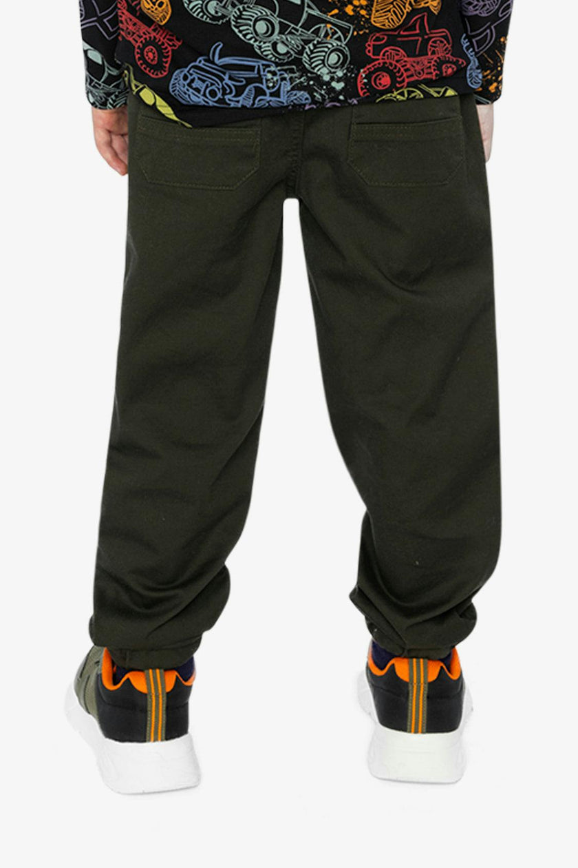 Stretch Canvas Jogger Pants Very Dark Green