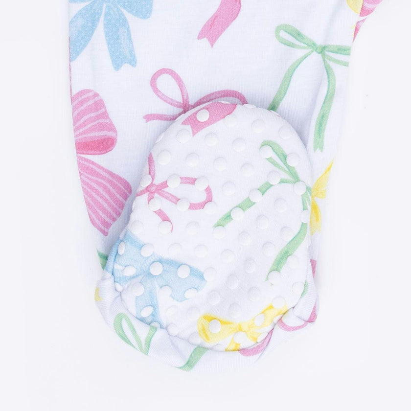 Sweet Bows - 2 Way Ruffle Sleeve Zipper Footie