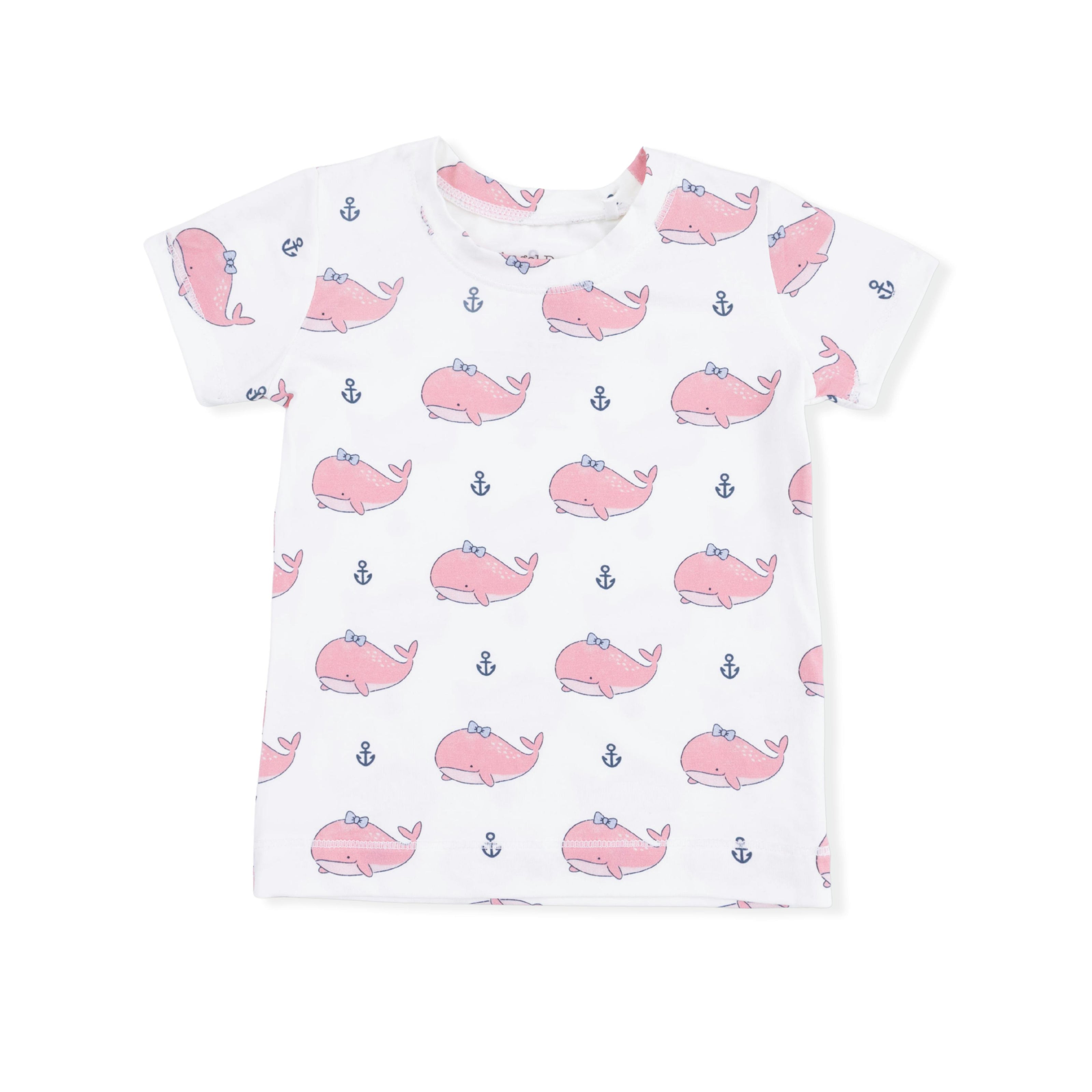 Bubbly Whale with Bow  Pink - Loungewear Short Set