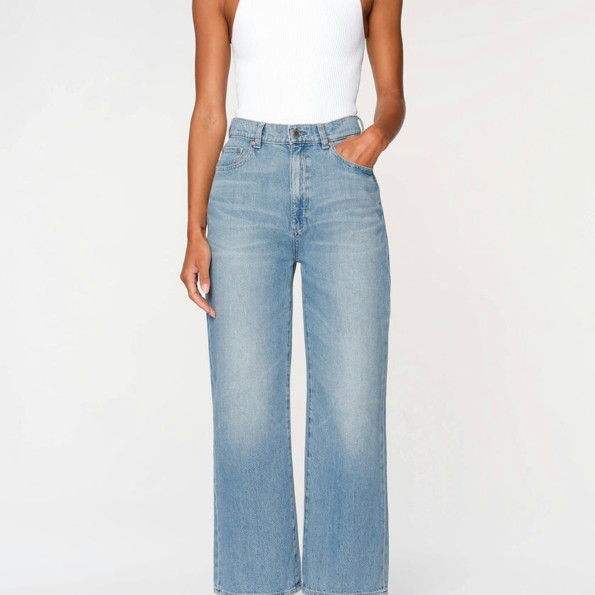 Hepburn Wide Leg High Rise Ankle Jeans | River Bank