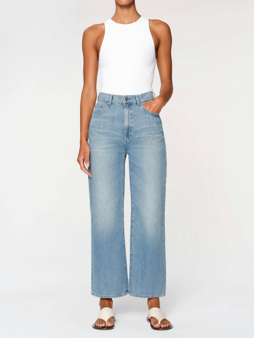 Hepburn Wide Leg High Rise Ankle Jeans | River Bank