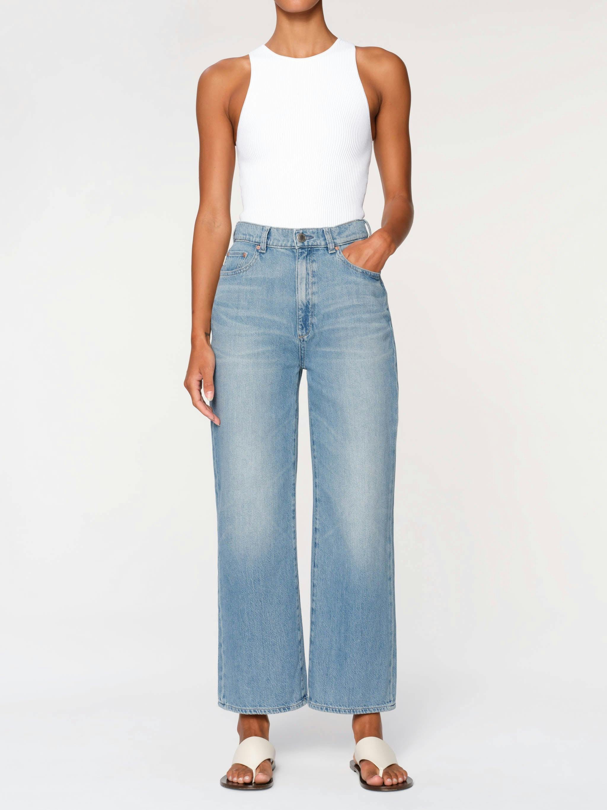 Hepburn Wide Leg High Rise Ankle Jeans | River Bank