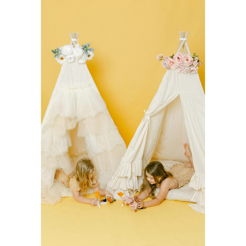 Ivory Ruffle Tulle Play Tent