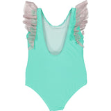 Tulle One-Piece Tulle Shoulder Swimsuit, Pink