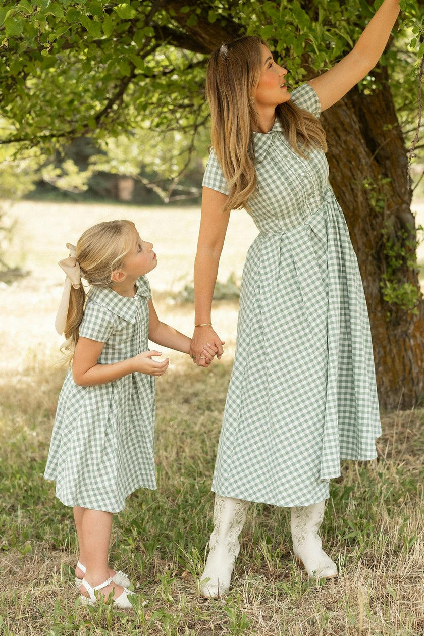 Mini Amber Dress in Sage Gingham