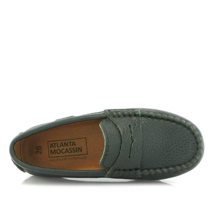 Penny 032 Walker Moccasins, green grainy leather
