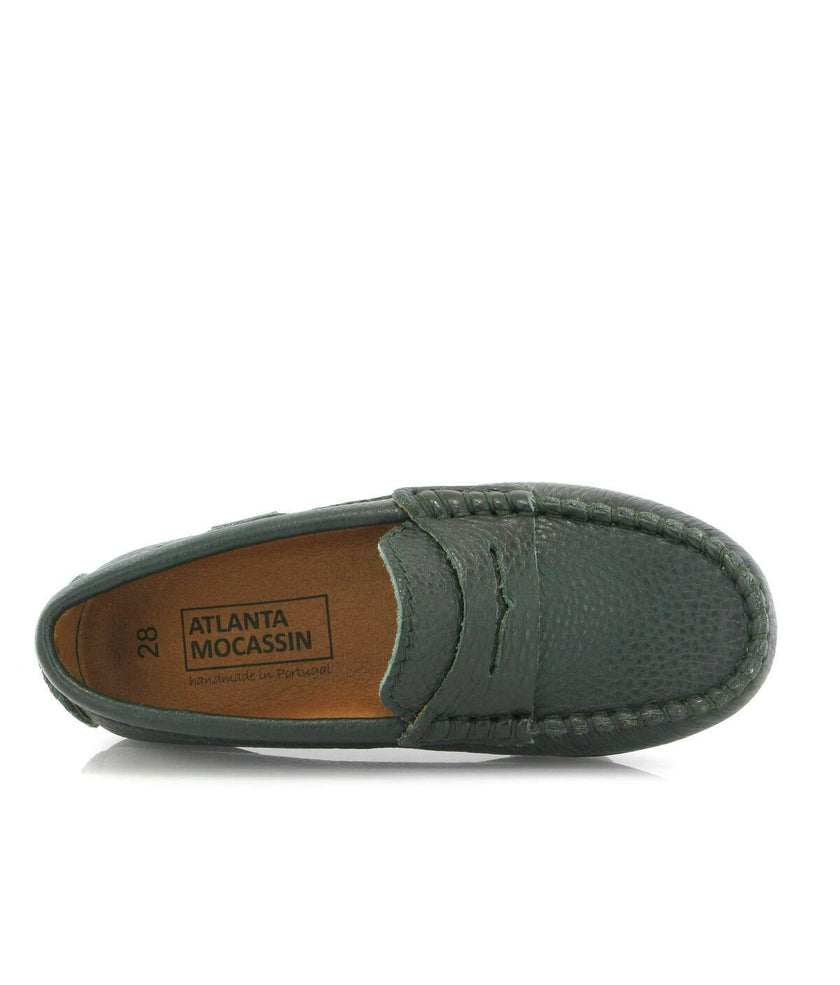 Penny 032 Walker Moccasins, green grainy leather