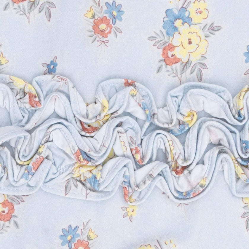 Country Stitch Floral - 2 Way Ruffle Back Zipper Footie