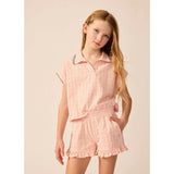 Organic Summer Top in Pink Plaid