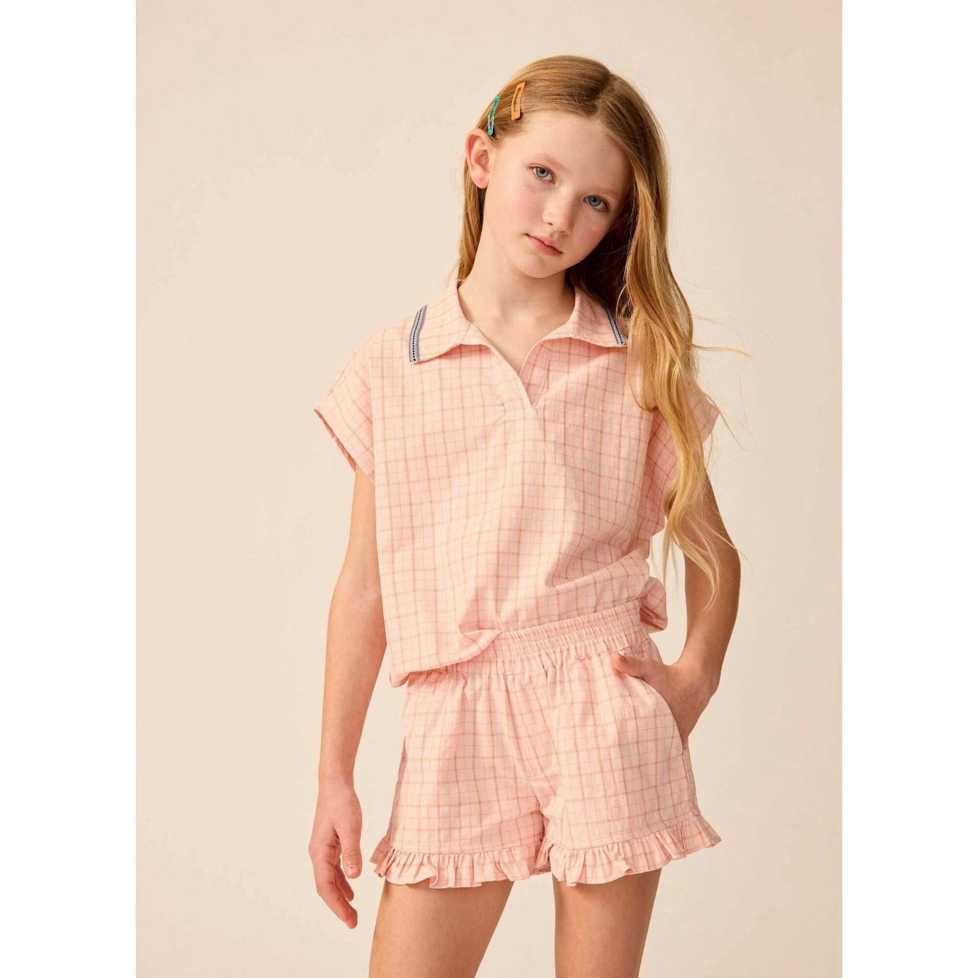 Organic Summer Top in Pink Plaid