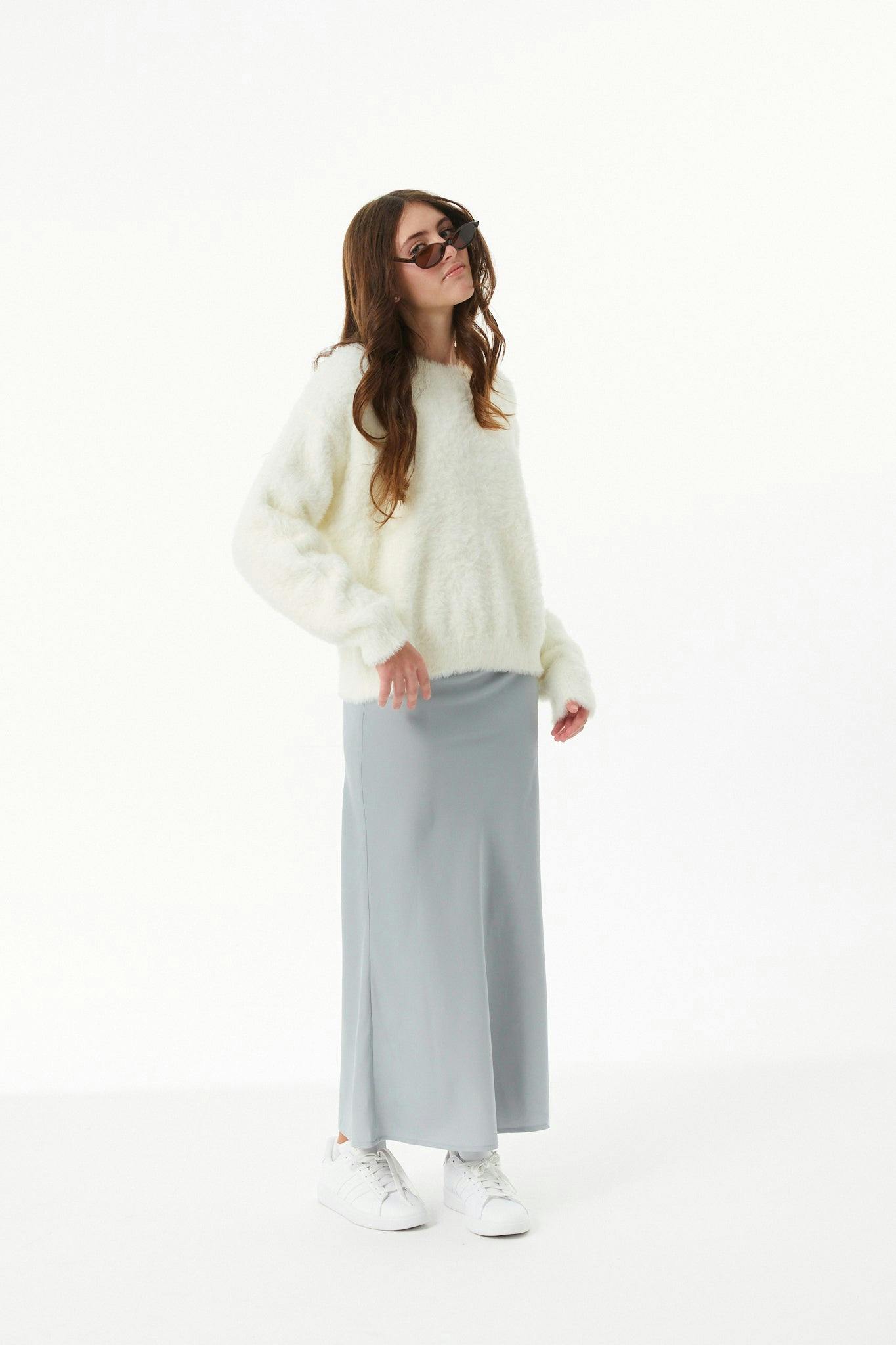 Maya Taupe Fluffy Drop Shoulder Sweater