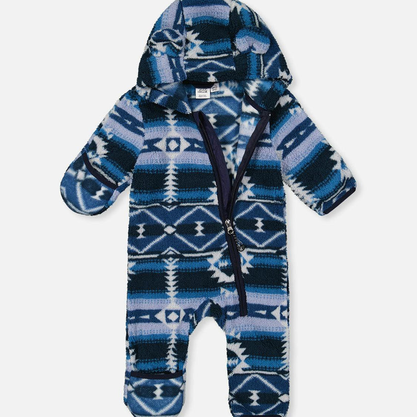 Baby Mid-Season Plush One-Piece Outerwear Aztec Blue