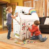 Cardboard Coloring Playhouse Clubhouse - Kids Art and Craft for Indoor and Outdoor Fun