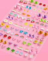 Girly Stick On Earrings - 65 sets, 130 pieces