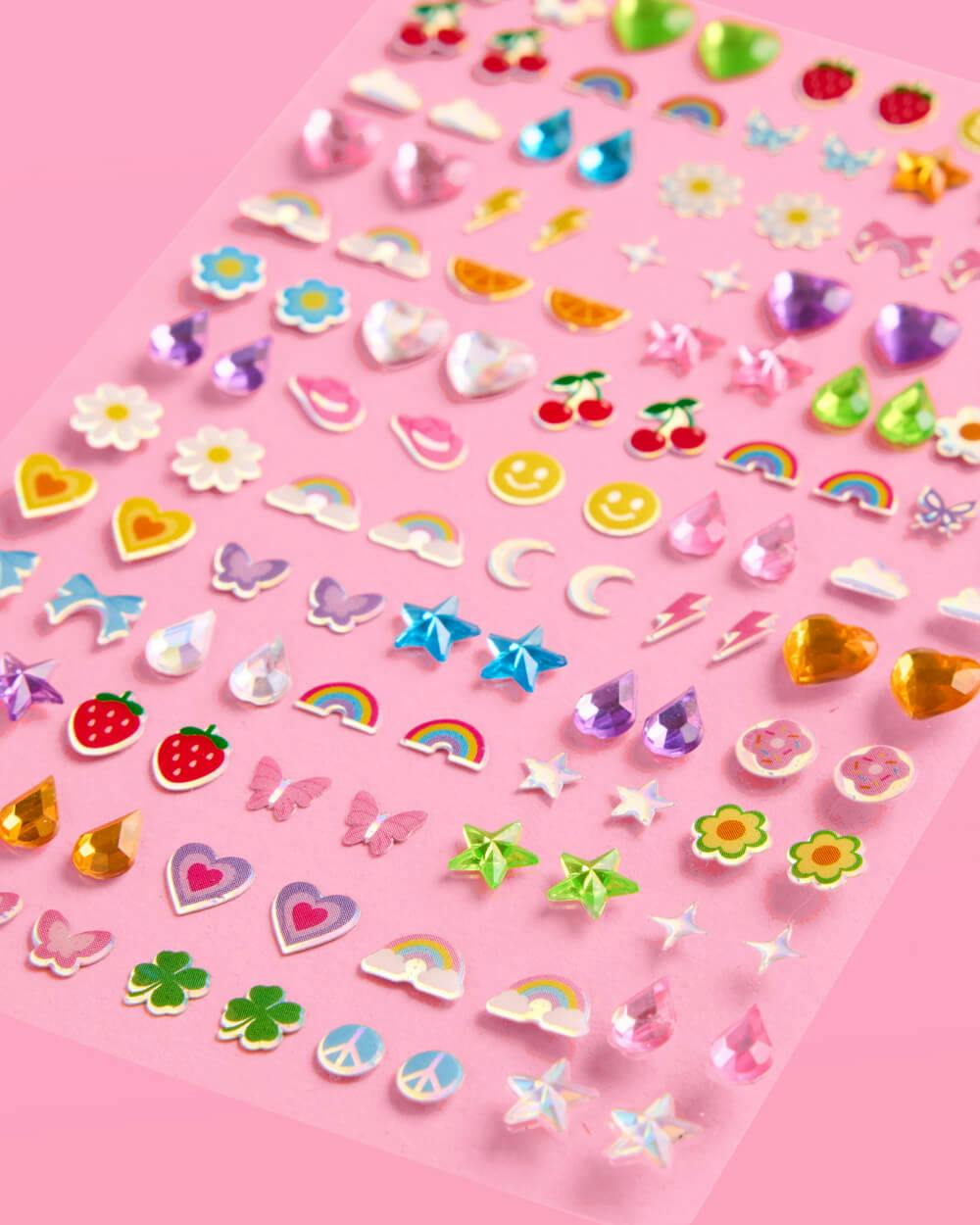 Girly Stick On Earrings - 65 sets, 130 pieces