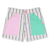 Cream Stripe Shorts with Color Pockets
