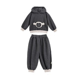 Dark Gray Bear Hoodie Set
