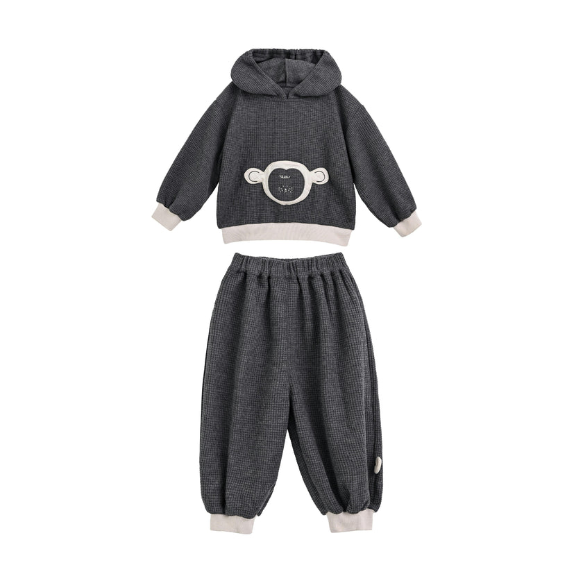 Dark Gray Bear Hoodie Set