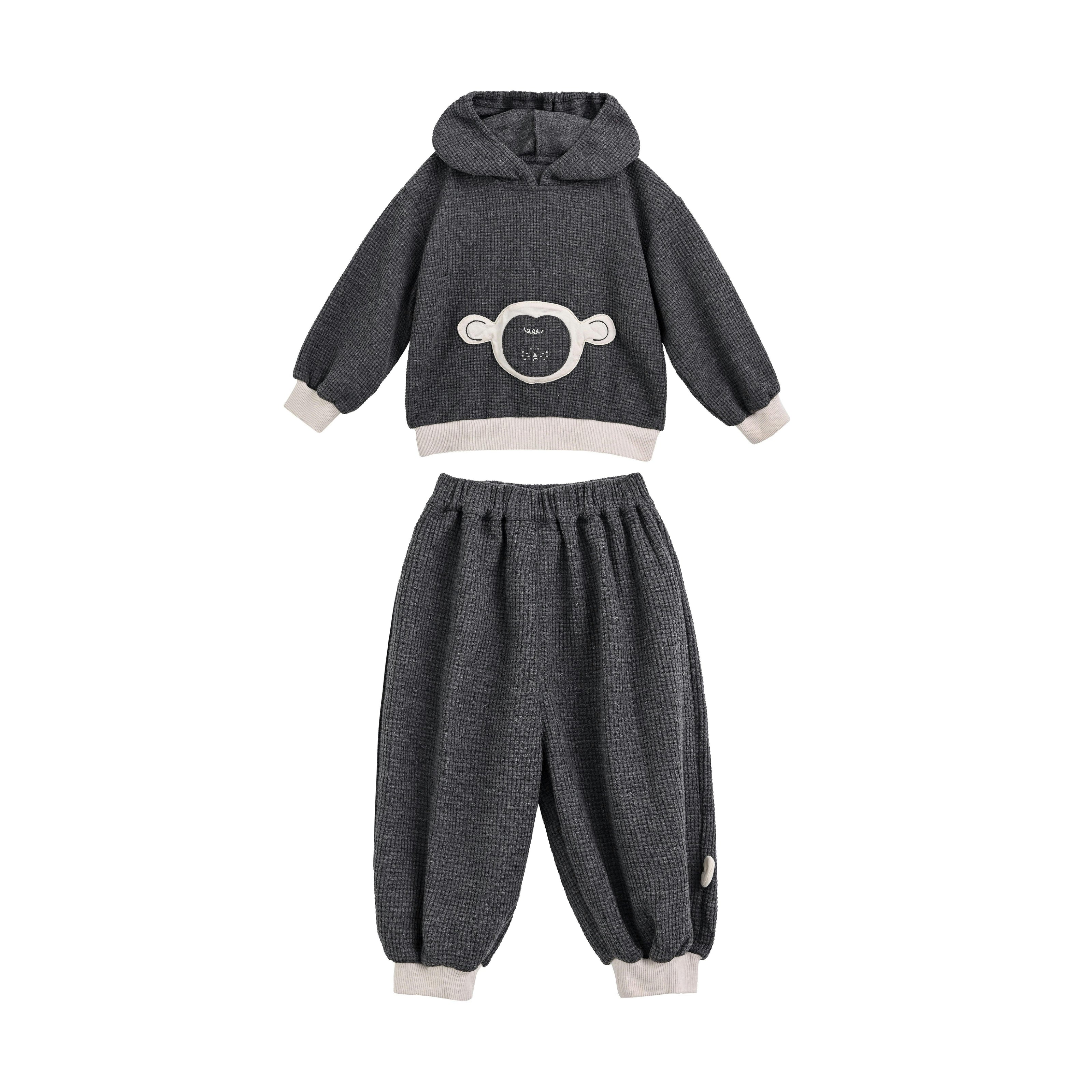Dark Gray Bear Hoodie Set