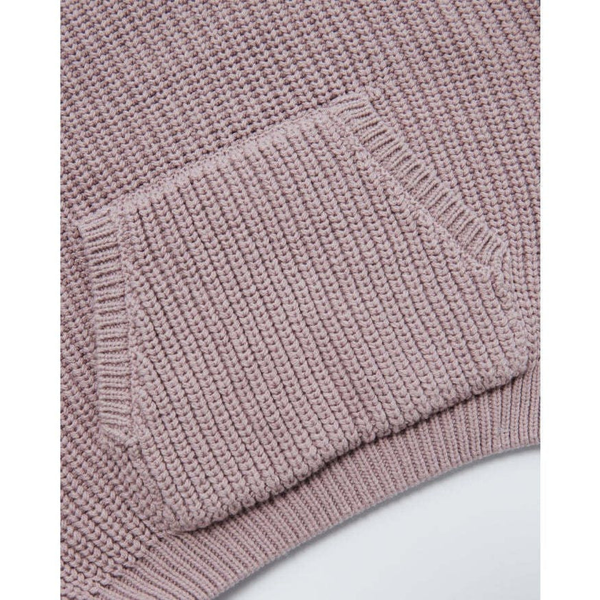 Chunky Ribbed Knit Long Sleeve Front Pocket Boxy Fit Hooded Sweater