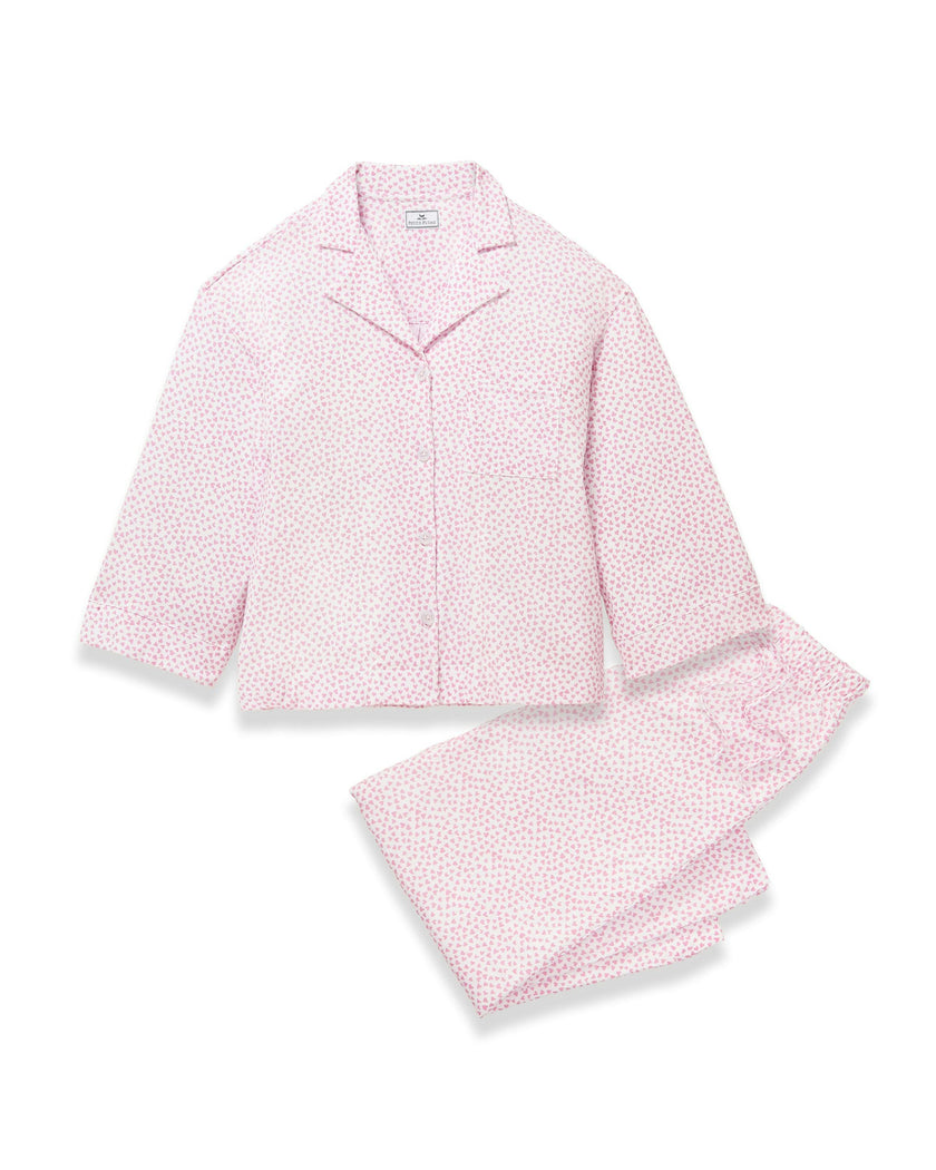The Olivia Wide Leg Pima Pajama Set in Sweethearts