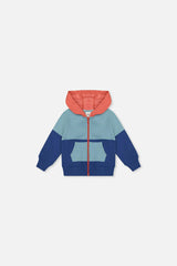 Baby Full Zip Hooded Fleece Jacket Blue, Turquoise And Orange