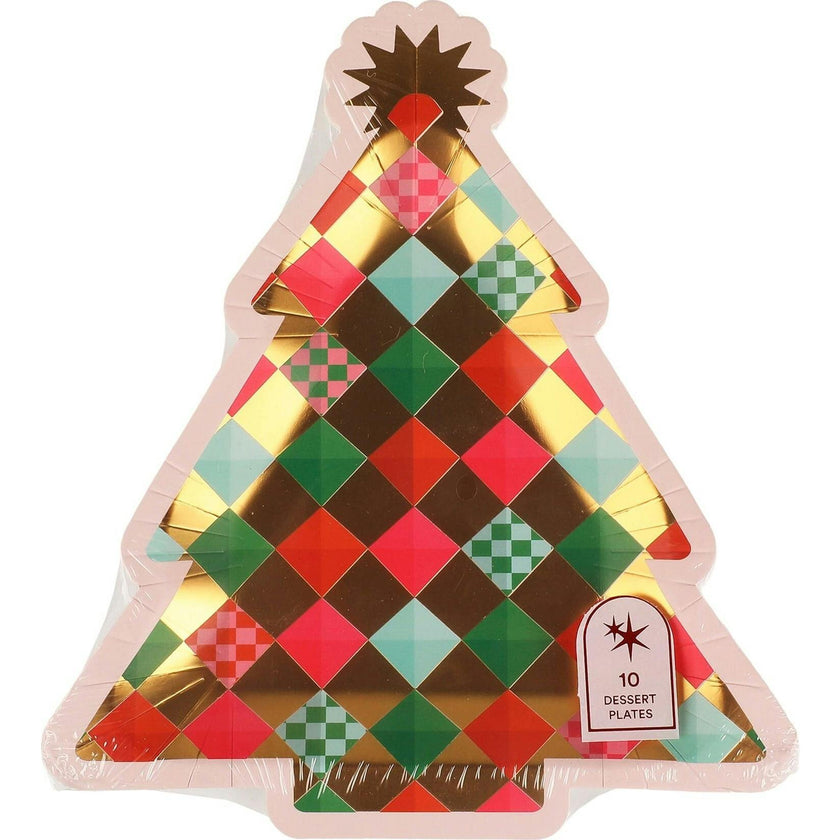 Gold Christmas Tree Dessert Plates (10 count)