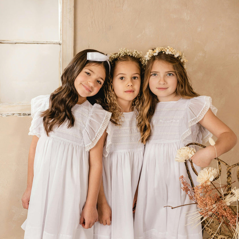 White Voile & Lace Princess Wedding Dress