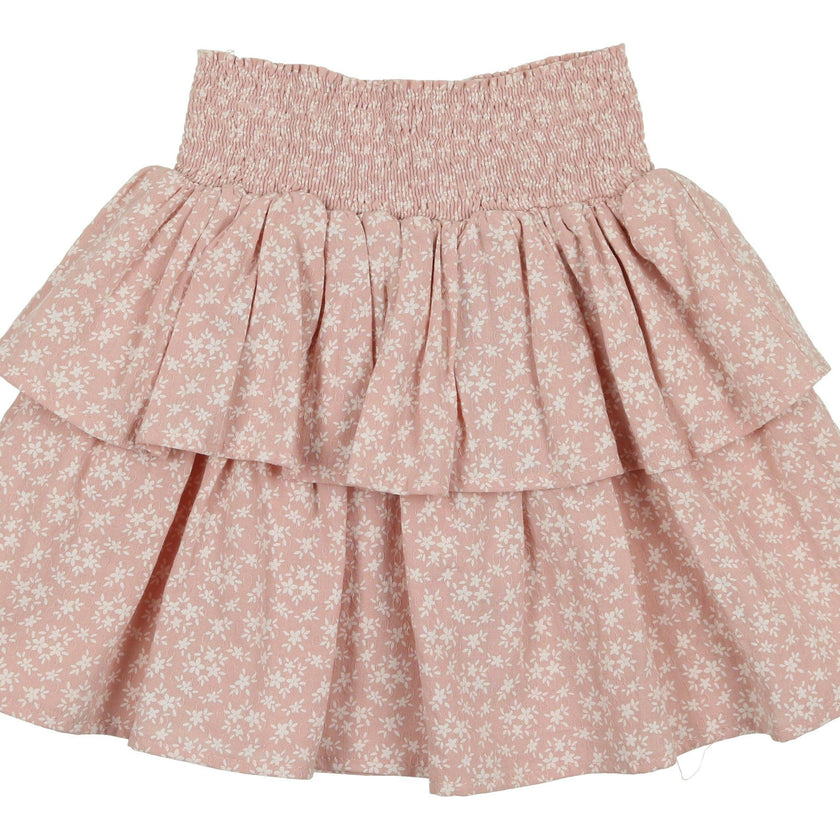 Textured Floral 2-Tired Short Skirt