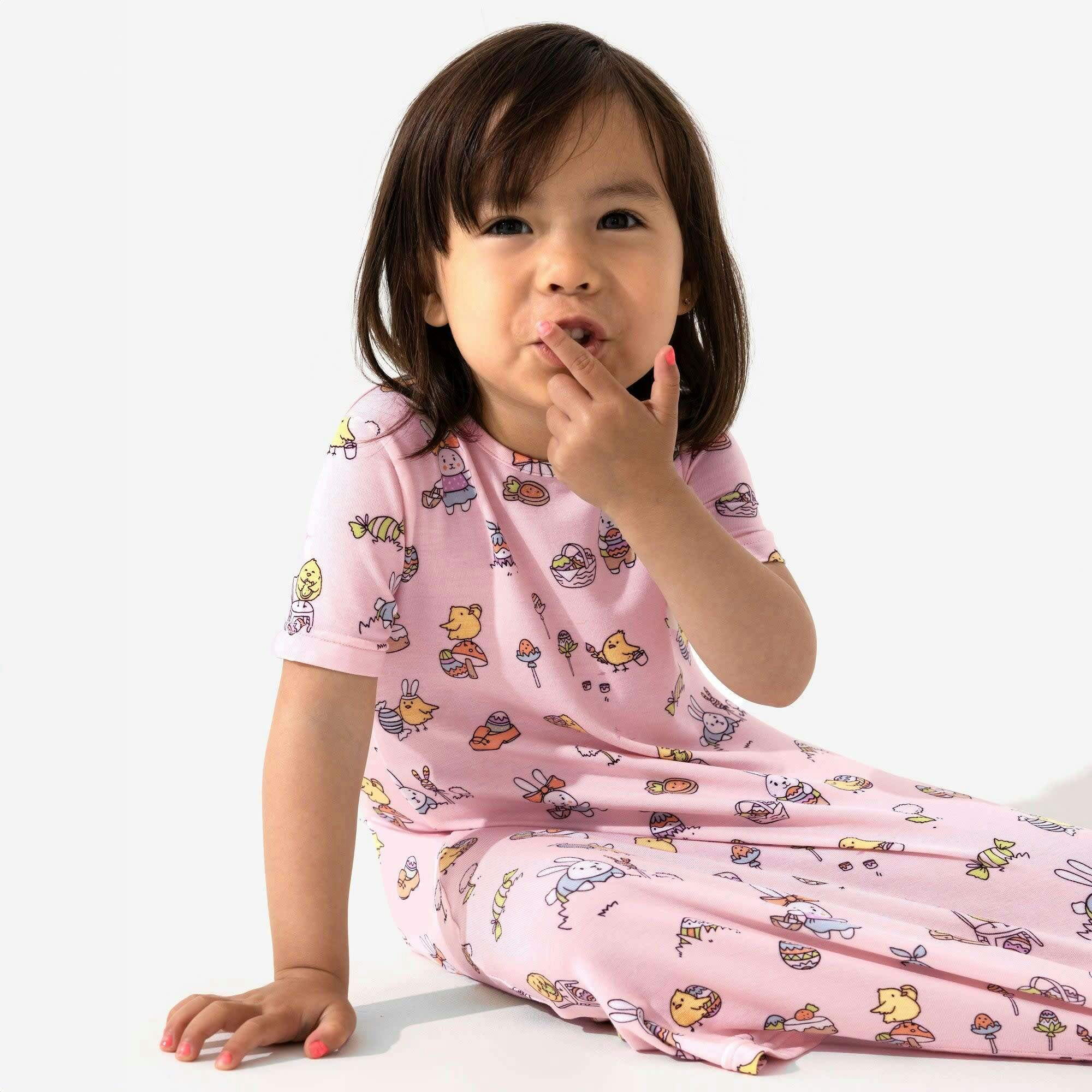 Easter Pink Bamboo Girls' Short Sleeve Dress