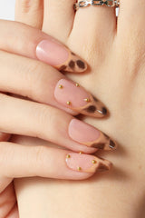 French Leopard  - French Tip Press On Nails