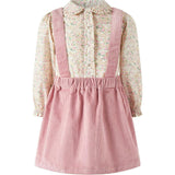 Floral Blouse Cord Pinafore Set
