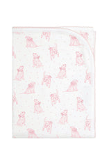 Pink Puppy Love Print Blanket