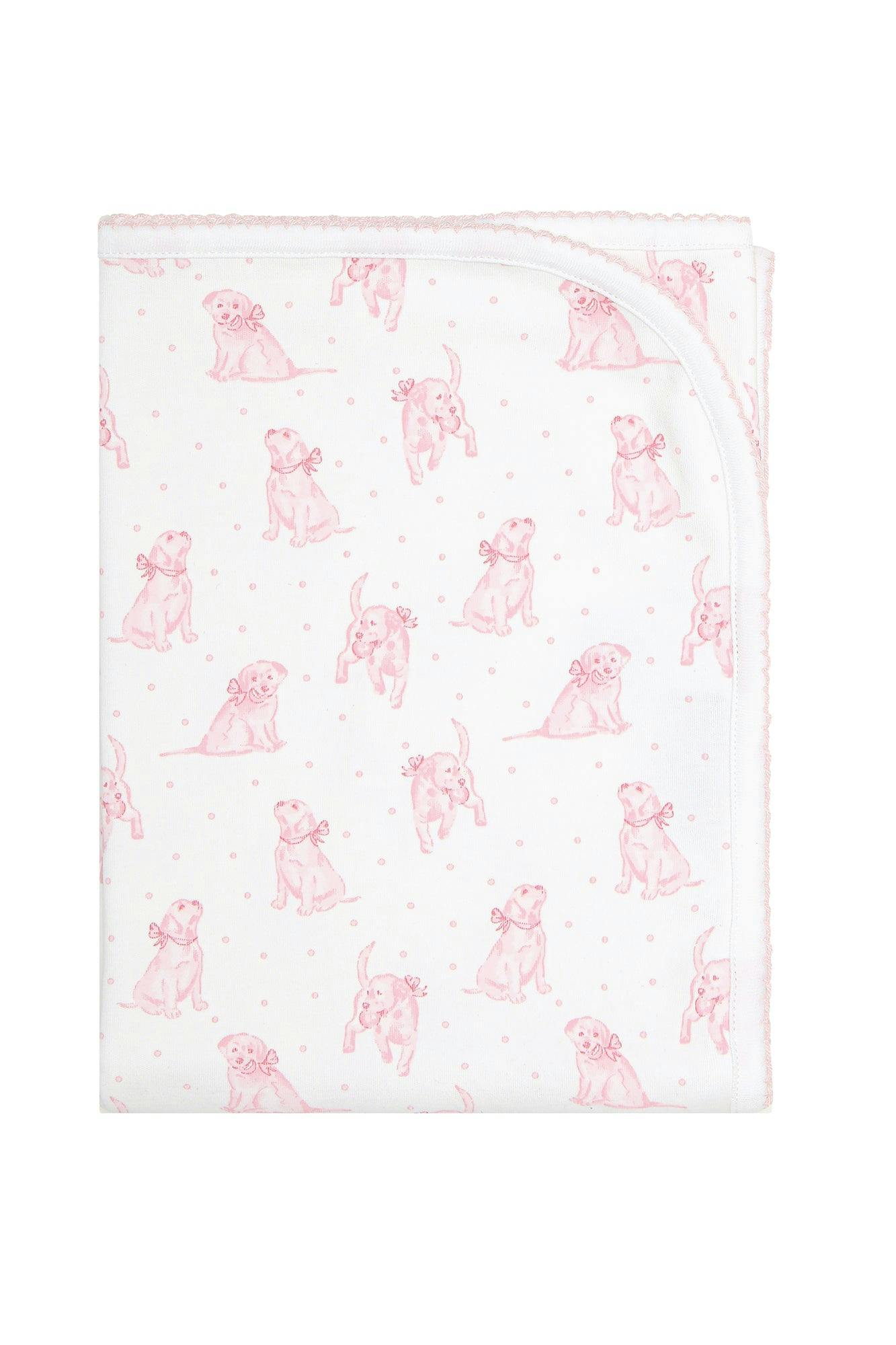 Pink Puppy Love Print Blanket
