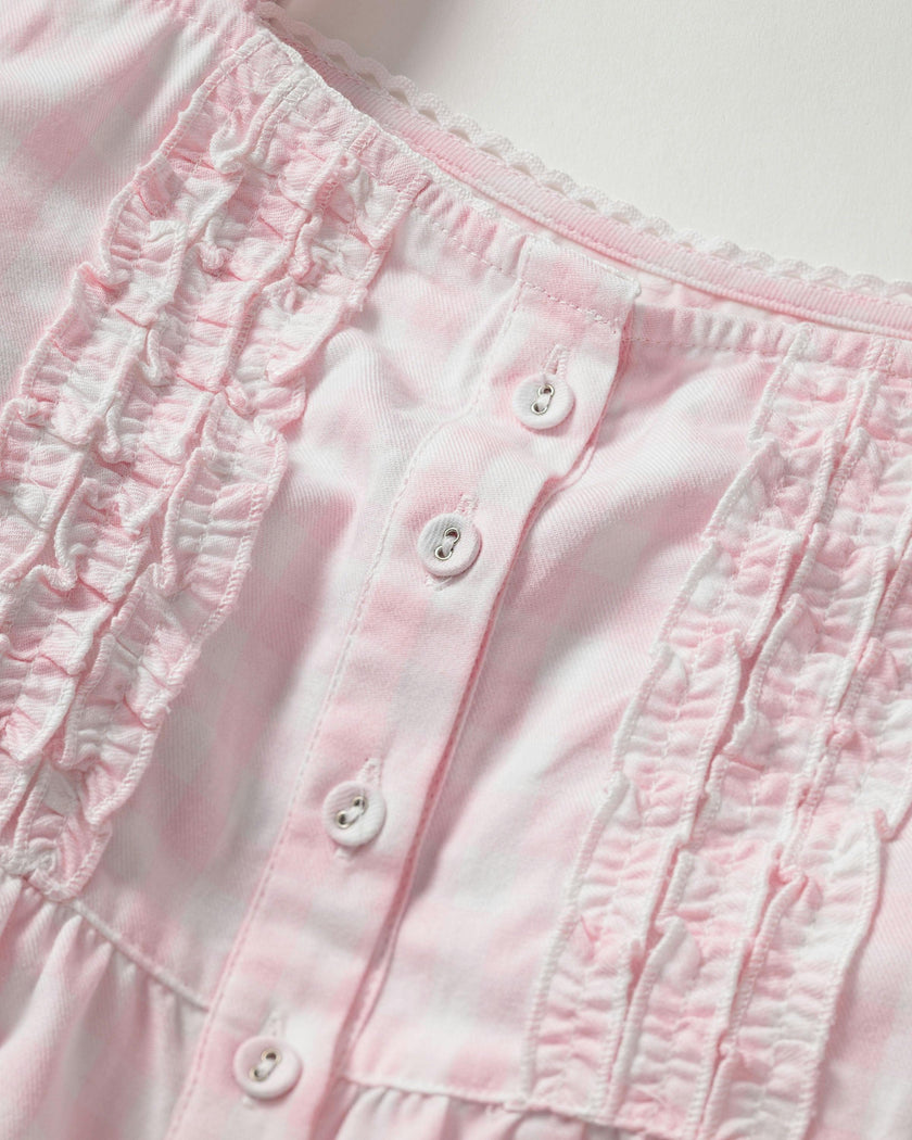 Women's Twill Charlotte Nightgown in Pink Gingham