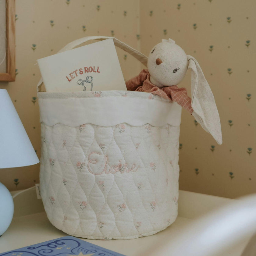 Quilted Storage Basket - Pink Ditsy Floral