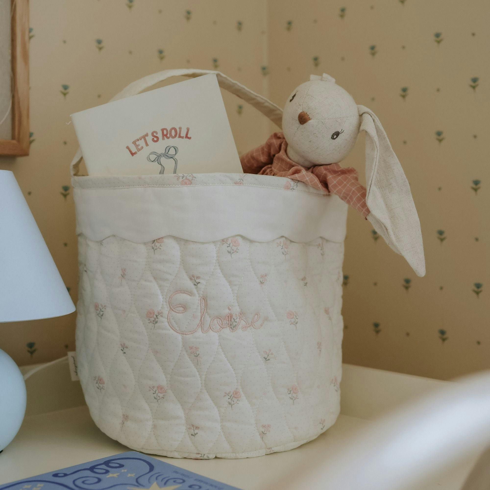 Quilted Storage Basket - Pink Ditsy Floral