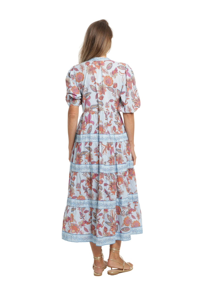 Milena Dress in Blue Botanical