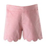 Scalloped Corduroy Elastic Waist Shorts