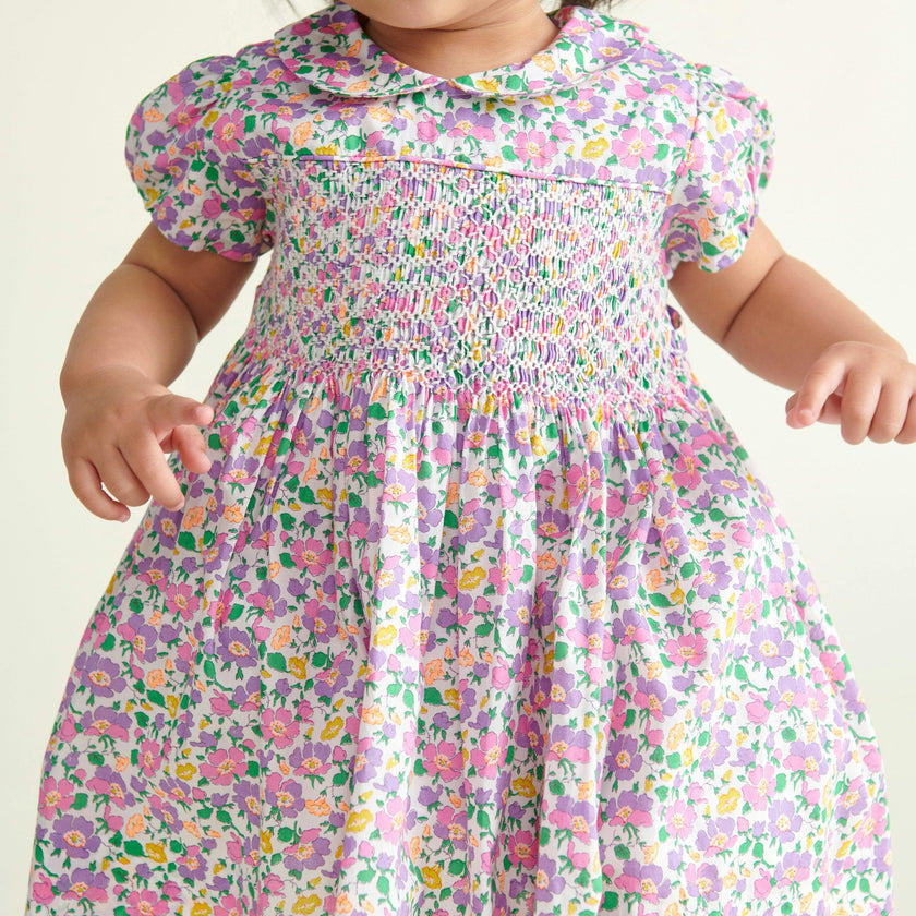 Made With Liberty Fabric Smocked Baby Dress Fable