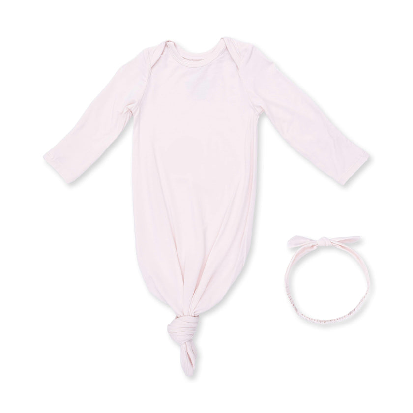 Solid Mauve Morn - Knotted Gown and Knot Headband