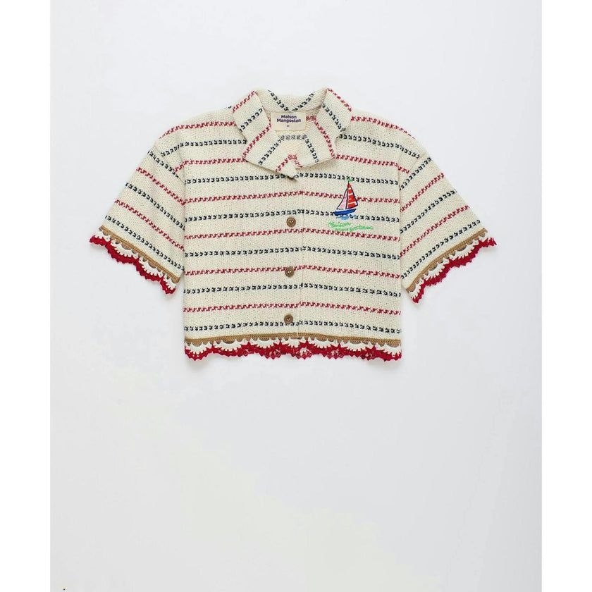 BARCOS KNIT SHIRT OFF WHITE / RED