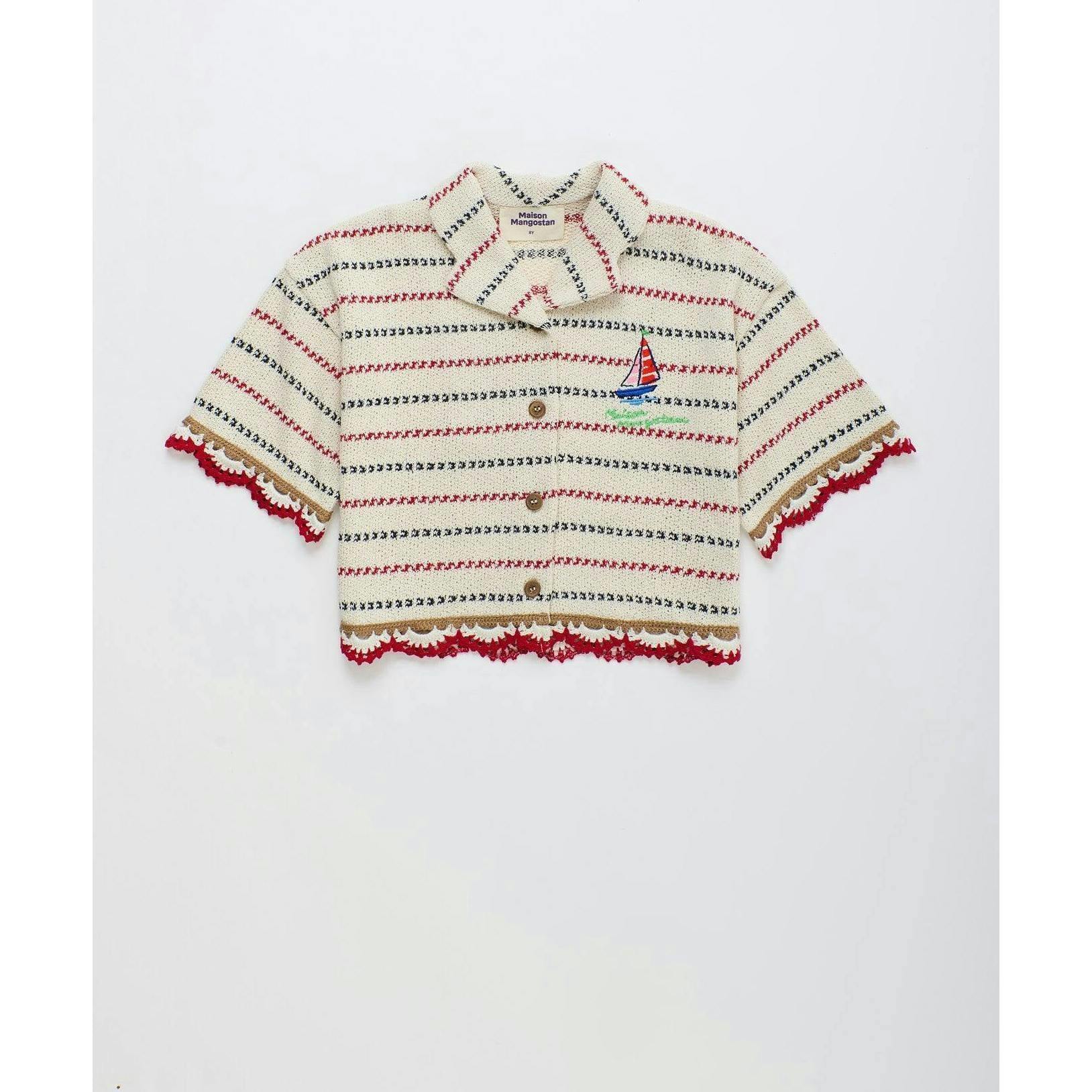 BARCOS KNIT SHIRT OFF WHITE / RED