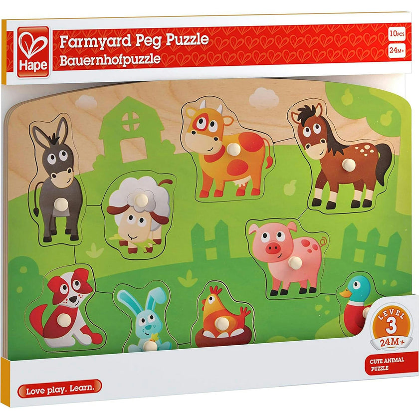 Hape: Peg Puzzle: Farmyard - 10pc Wooden Puzzle