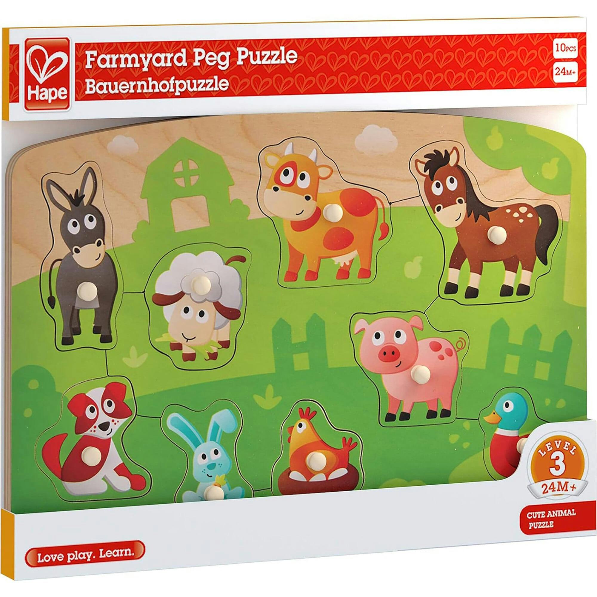 Hape: Peg Puzzle: Farmyard - 10pc Wooden Puzzle