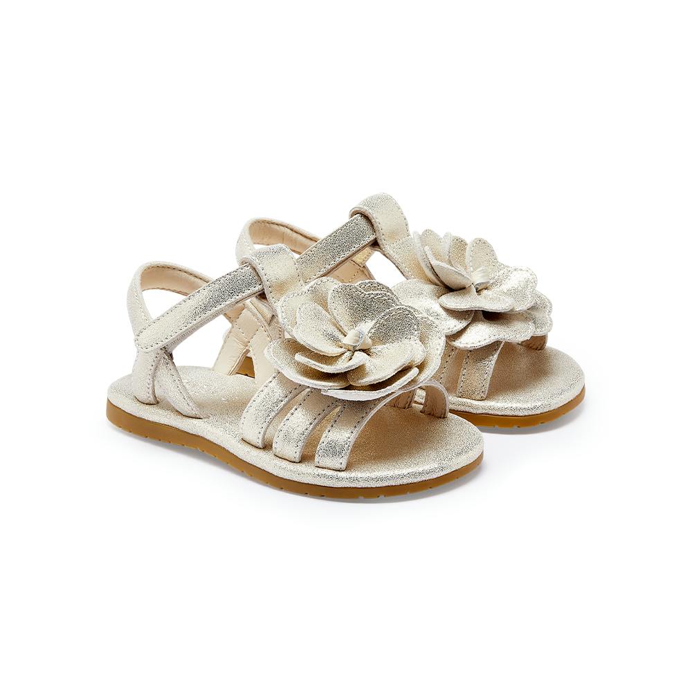Iles Fields Sandals | Shimmer Buttercup | Silver Metallic Leather