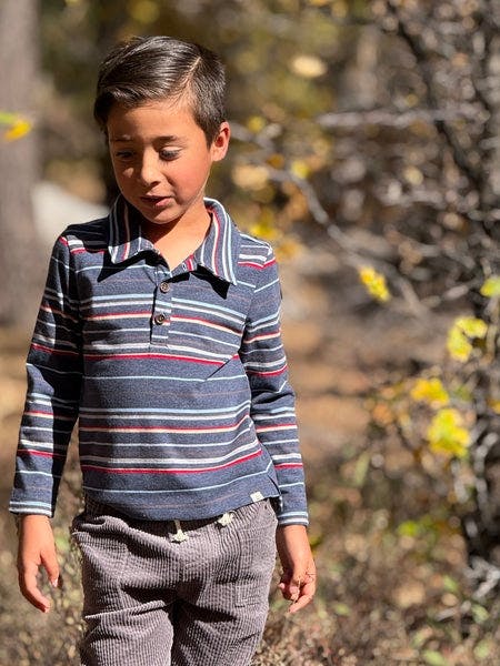 SPENCER Chambray Multi stripe Polo