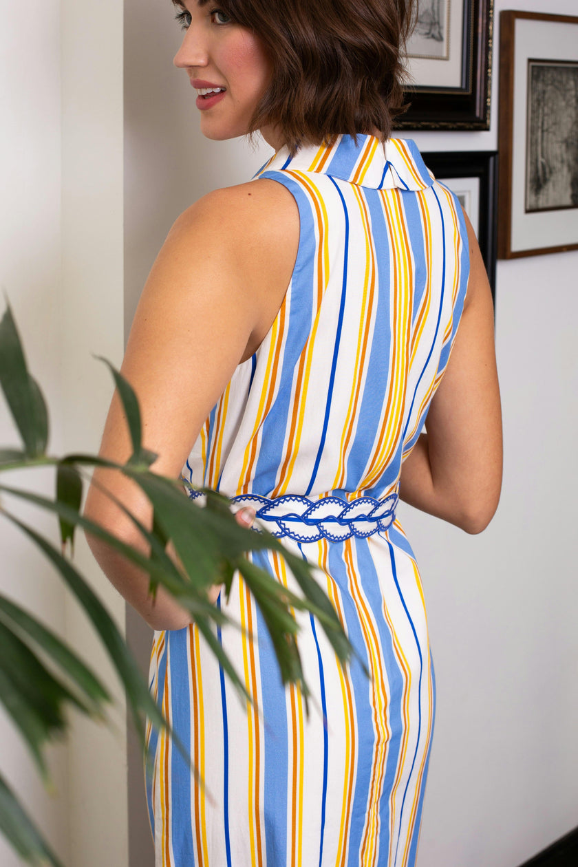 Jill Coastal Stripe Midi Dress