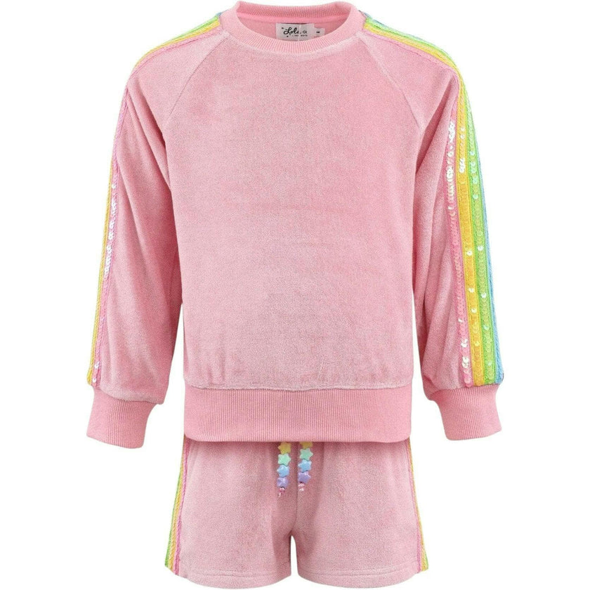 Pink Rainbow Sequin Stripe Short Set